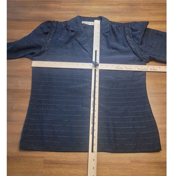 VTG Linea V Women’s Sz 8 Black Puff Sleeve Cottagecore Regency Romantic Blouse - Picture 7 of 7